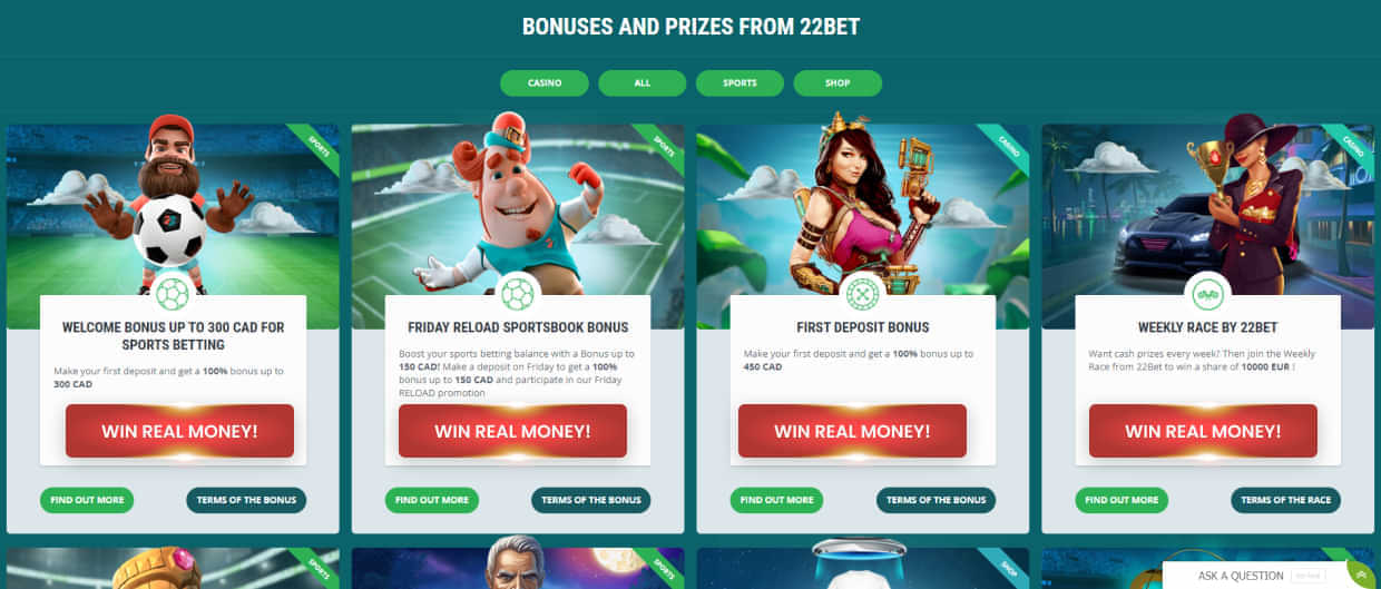 22bet Casino promoties